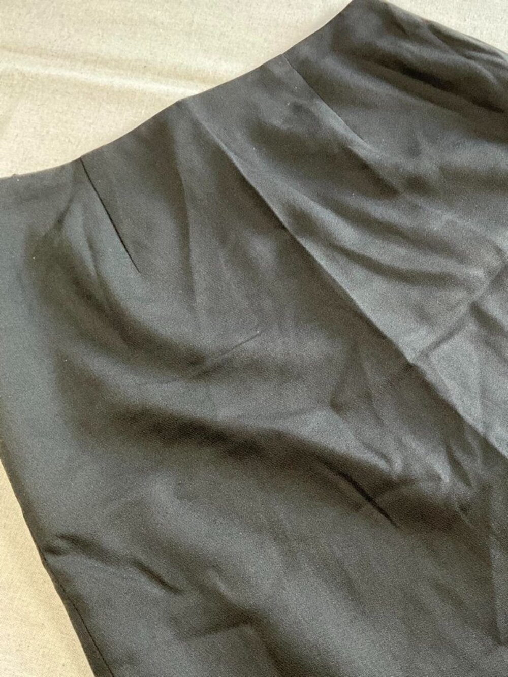 VTG Womens Amanda SmithLined Career Black Pure Wool A-Line Skirt (Size 8)